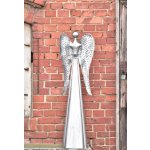Plechový anděl s kalíškem na svíčku stříbrný 115 cm balení 2 ks
