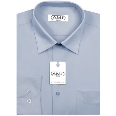 AMJ košile s dlouhým rukávem prodloužená délka Holubí šeď JDP082 – Zboží Mobilmania