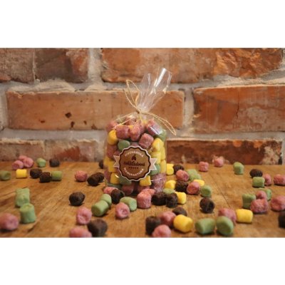 Rožnovská pivovarská manufaktura Barevný MIX Marshmallow obalované v čokoládě Mango, Malina, Zelený ječmen 250 g – Zboží Dáma