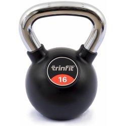 TRINFIT Kettlebell kov guma s chrom madlem 16 kg