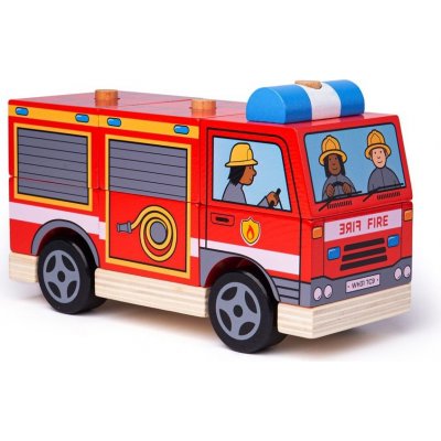 Bigjigs Toys Dřevěné nasazovací hasičské auto FIREMAN