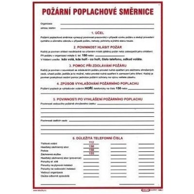 Požární poplachová směrnice 210x297mm - plastová tabulka – Hledejceny.cz