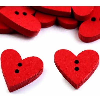 Knoflík dřevěný srdce Červený 18x19mm – Zboží Mobilmania