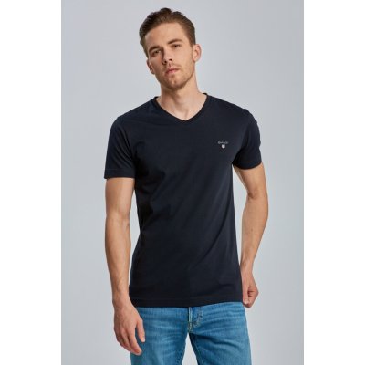 Gant tričko ORIGINAL SLIM V-NECK t-shirt černá