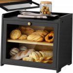 Chlebník TODOMI černý bambusový obdélníkový 40x25x35 cm – Zboží Mobilmania