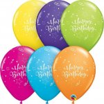 Qualatex Balón QL 11 s potiskem Happy Birthday tropický mix