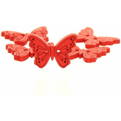 Dřevěný knoflík motýl červený – Sleviste.cz