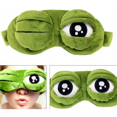 Camerazar FE6027 Měkká maska na oči se spacím páskem zelená žába 100% polyester 20 cm – Zboží Dáma