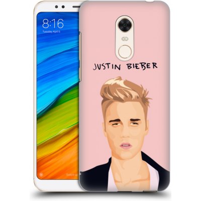 HEAD CASE plastový obal na mobil Xiaomi Redmi 5 PLUS Justin Bieber kreslená tvář růžové pozadí (Pouzdro plastové HEAD CASE na mobil Xiaomi Redmi 5 PLUS Originální obal Justin Bieber kresba tvář růžové