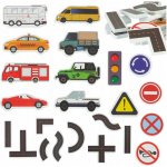 Vodolepky silnice auta a značky kreativní pěnové dílky do vany 23ks – Zboží Dáma