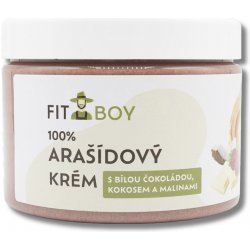 Fitboy Arašídový krém s bílou čokoládou kokosem a malinami 100% 500 g