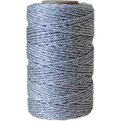 Bella Rose Třpytivý provázek 50 m – Silver, stříbrná barva, textil – Zboží Dáma