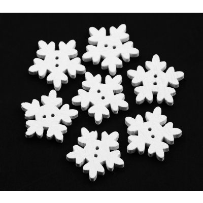 Knoflík dřevěný 22 mm Vločka - bílá – Zboží Dáma