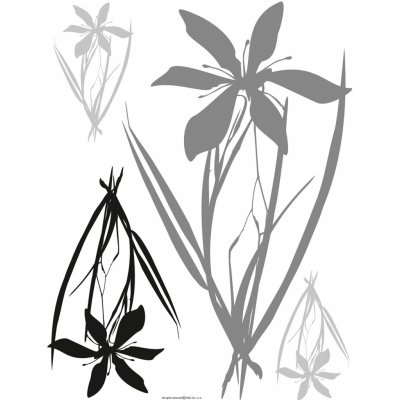 AG Design, Samolepka / samolepící dekorace na zeď F 0443, Černé a šedé rostliny – Zboží Mobilmania