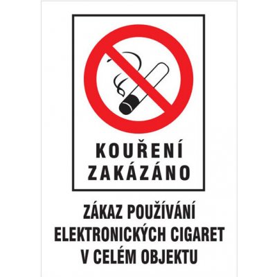 MAGG Kouření zakázáno - Zákaz používání el. cigaret - samolepka A4 120186