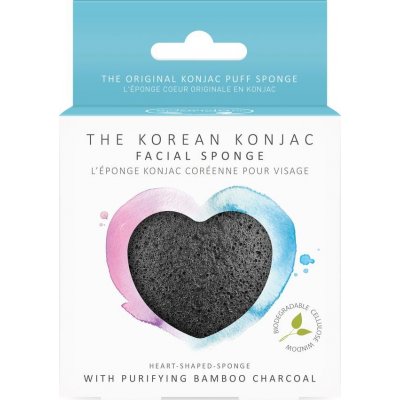 The Konjac Sponge Company konjaková houbička Premium SRDCE s dřevěným uhlím z bambusu