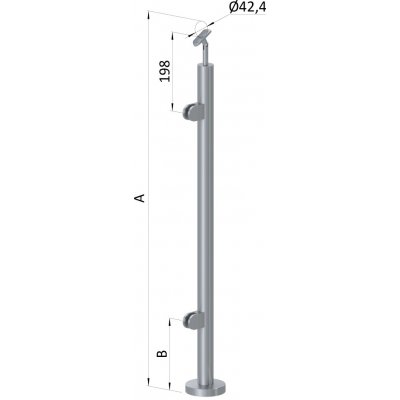 Nerezový sloup, vrchní kotvení, výplň: sklo, levý – Sleviste.cz