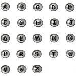 TierraCast rhodiovaný korálek s písmenem - starostříbrný - 6 x 7 x 3 mm - 1 ks Písmena: Y – Zboží Mobilmania