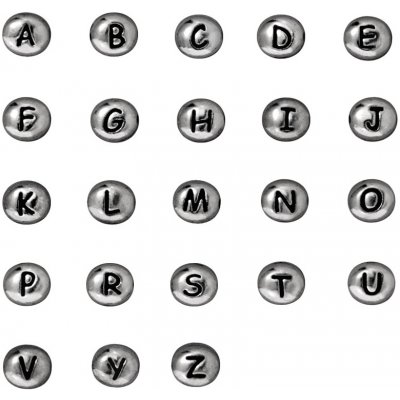TierraCast rhodiovaný korálek s písmenem - starostříbrný - 6 x 7 x 3 mm - 1 ks Písmena: Y – Zboží Mobilmania