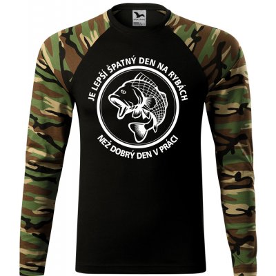 Pánské tričko pro rybáře Špatný den hnědá camouflage – Zboží Mobilmania