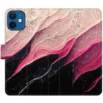 Pouzdro iSaprio Flip s kapsičkami na karty - BlackPink Marble Apple iPhone 12 mini