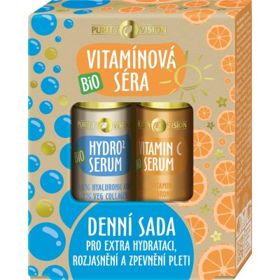 PURITY VISION Bio Vitamínová séra denní sada PURITY VISION BIO Hydro2 serum s 1,5 % kyselinou hyaluronovou 30 ml + PURITY VISION ​BIO Vitamin C serum s 5% vitaminu C a 0,5% kyselinou hyaluronovou 30 – Hledejceny.cz