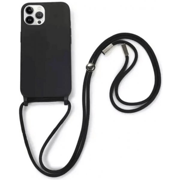 Pouzdro a kryt na mobilní telefon Pouzdro SES Gumové ochranné se šňůrkou na krk Apple iPhone 13 - černé