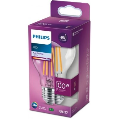 Philips LED žárovka filament E27 100W 4000K 11W filament – Hledejceny.cz