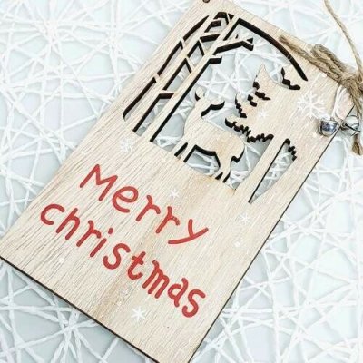 RB-nakuplevne Vánoční dřevěná závěsná cedule Merry Christmas přírodní 10x17,5 cm – Hledejceny.cz