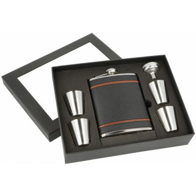 KRCZ Placatka nerezová + pohárek sada koženka černá – Zboží Dáma