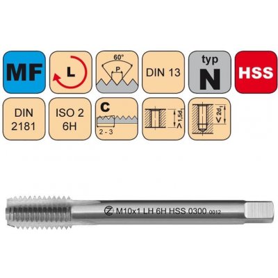 NÁSTROJE CZ Závitník sadový M12x1 III ISO2 HSS DIN 2181 Levý - CZZ0300L-M12X1-III-ISO2 – Hledejceny.cz