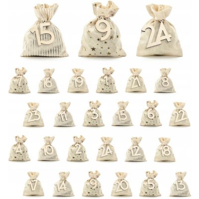 PartyDeco Adventní kalendář Vánoční pytlíčky na malé dárky 10 x 13 cm – Zboží Dáma