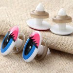 Bezpečnostní oči s obočím a řasy 21-0913 modré oko, růžové obočí, 21x15mm – Zboží Mobilmania