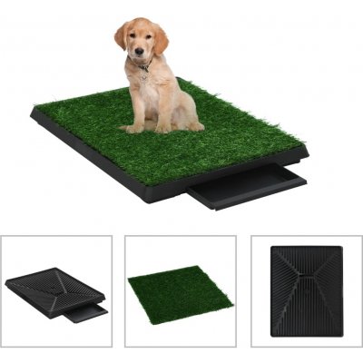 vidaXL Toaleta pro psy s nádobou a umělou trávou zelená 63 x 50 x 7 cm WC – Zboží Dáma