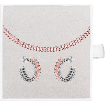 Franco Bene Růžový Crystal set stříbrné náušnice a náhrdelník 99999 – Zboží Dáma