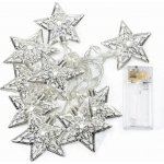 DECOLED LED světýlka na baterie 1,3 m kovové hvězdy, ledově bílá, 10 diod, čirý kabel IP20 interiér, 2× AA – Zboží Dáma