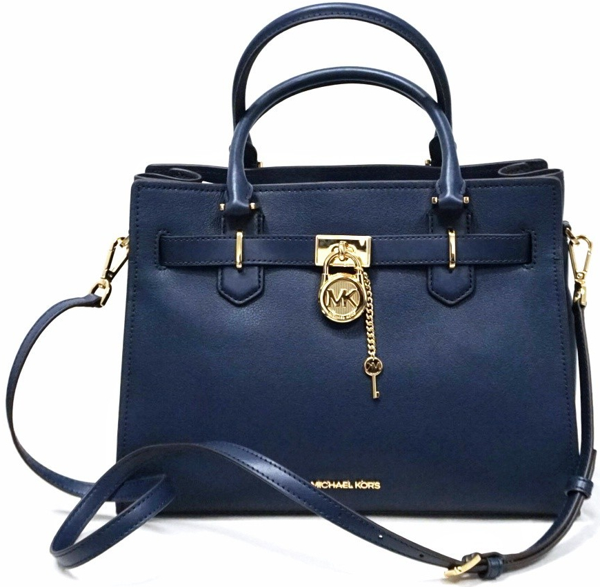 Michael Kors dámská kabelka HAMILTON 35T1GHMS2L NAVY MD SATCHEL LEATHER