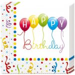 Procos papírové ubrousky Happy Birthday 20ks 33x33cm – Zboží Dáma