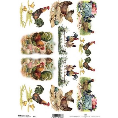 Itd. Collection Rýžový papír Kohoutci a slepičky A4 – Sleviste.cz