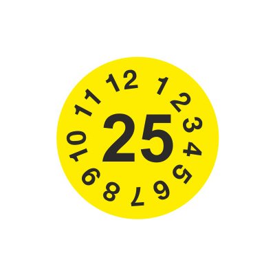 Kontrolní štítek, rok 25 (datumovka) / samolepka, pr.2cm / 1ks – Zbozi.Blesk.cz