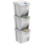 Prosperplast Sada 3 odpadkových košů SORTIBOX 3 x 25 l popelavá – Sleviste.cz