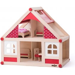Woody Dřevěný domeček pro panenky malý s příslušenstvím