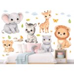 Nalepte.cz Kouzelná zvířátka safari textilní přelepitelné samolepky na zeď arch 75 x 52 cm – Hledejceny.cz