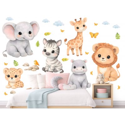 Nalepte.cz Kouzelná zvířátka safari textilní přelepitelné samolepky na zeď arch 75 x 52 cm – Hledejceny.cz
