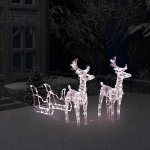 VidaXL Vánoční dekorace sobí se saněmi, 160 LED diod, 130 cm – Hledejceny.cz