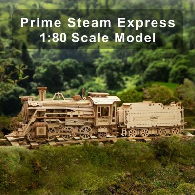 Robotime 3D dřevěné puzzle Parní lokomotiva Prime Steam Express 1:80 308 ks – Zbozi.Blesk.cz