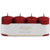 Svatební dekorace Adventní svíčky s glitry válec červené 6 x 9 cm 4 ks