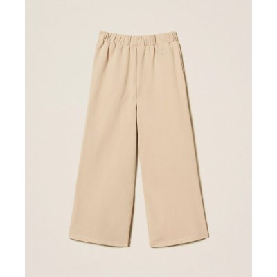 Twinset Girl kalhoty zvonové s logem béžové – Zboží Mobilmania