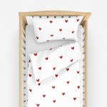 Goldea dětské bavlněné povlečení do postýlky červená srdíčka na bílém 90 x 120 a 40 x 60 cm – Zboží Dáma