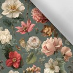 Takoy Nepromokavý polyester s potiskem TD / NS romantické vintage květiny Greia – Hledejceny.cz